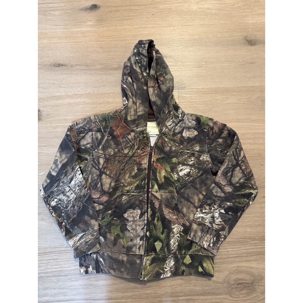 Rustic Ridge Kids Mossy Oak Camo Full Zip Hoodie Sweatshirt Medium M Camouflage